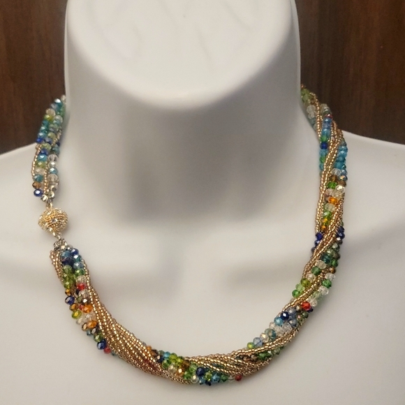 Sparkly Multi Colored Beaded Necklace w/ Magnetic Closure - Picture 2 of 12